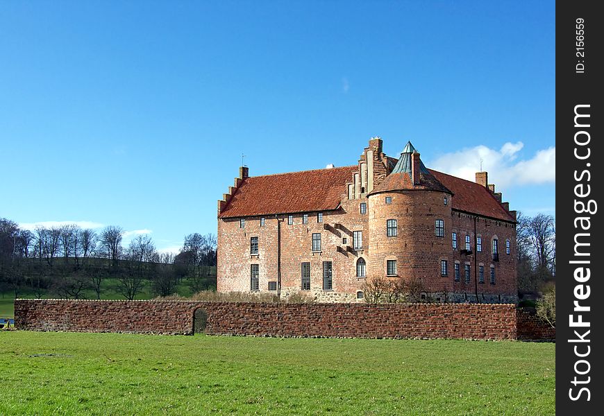 Portrait of ancient castle in blue sky