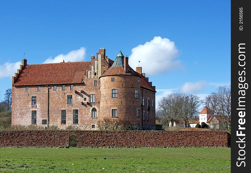 Portrait of ancient castle in blue sky