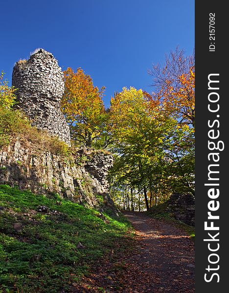 Ruins of castle in autumn