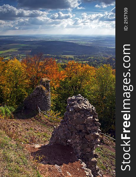 Ruins of castle in autumn