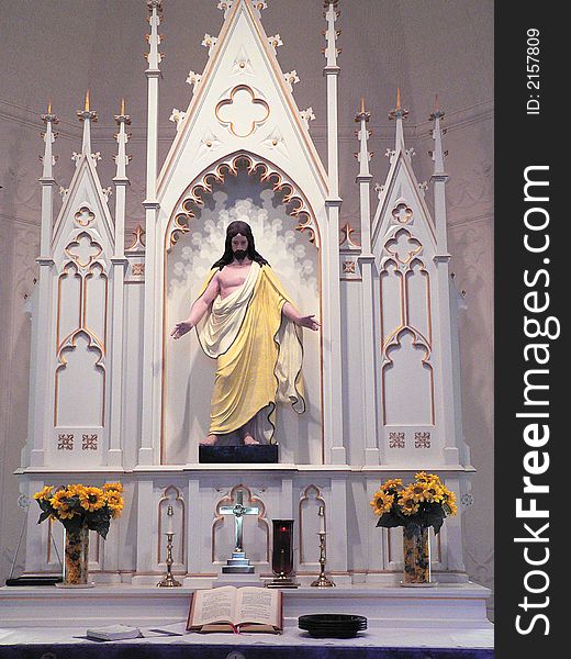 Altar in a historic Luteran church in Texas