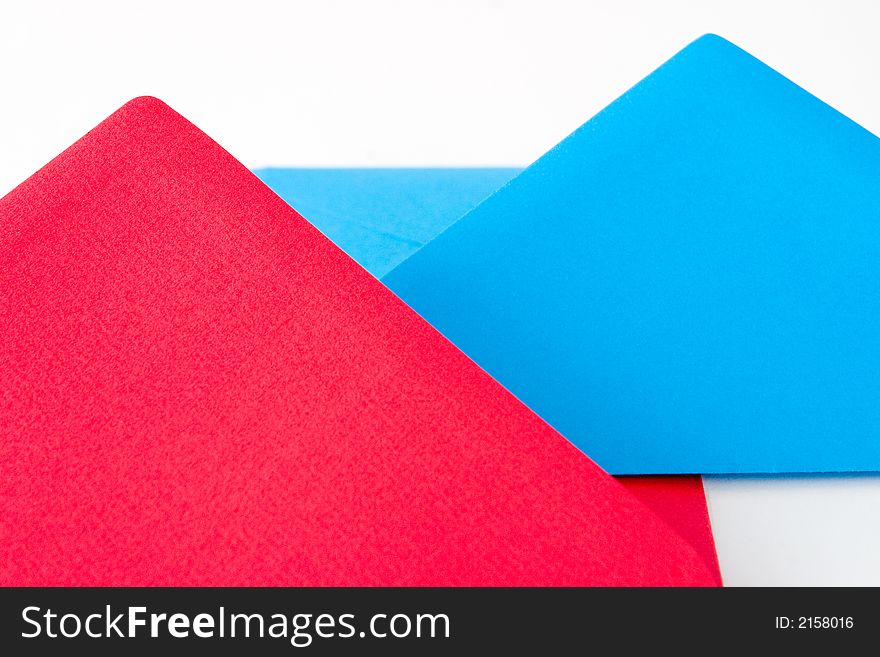 A blue and red envelope