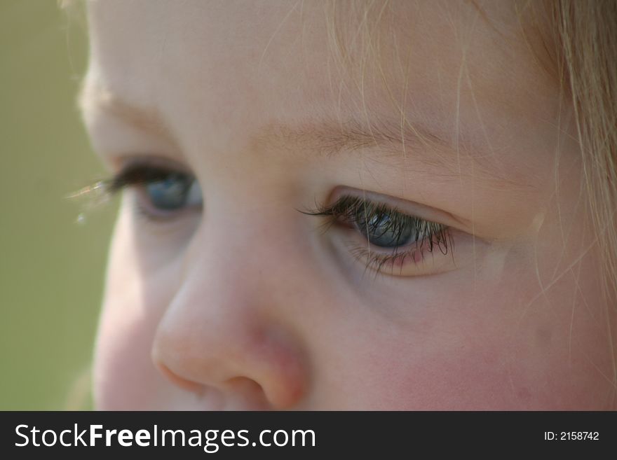 This is a close up of my two year old daughter while playing outside. This is a close up of my two year old daughter while playing outside.