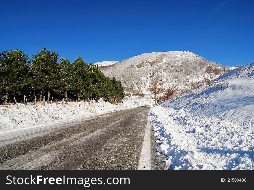 Snow and ice on the road