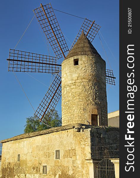 Ancient Mediterranean Windmill in Manacor (Majorca - Spain). Ancient Mediterranean Windmill in Manacor (Majorca - Spain)