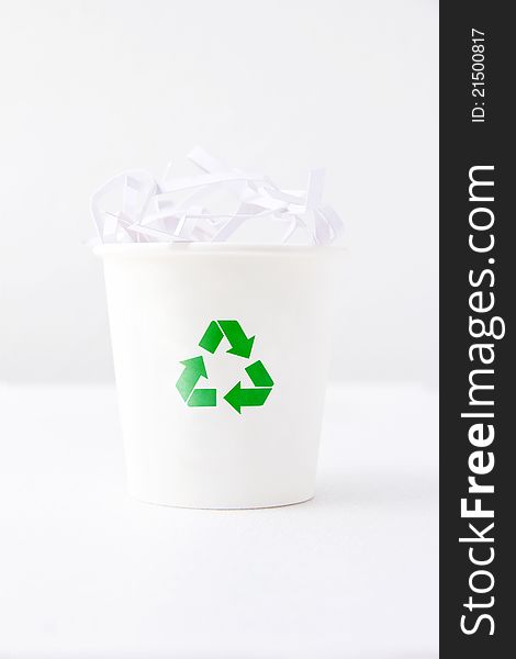 Recycle bin on white background