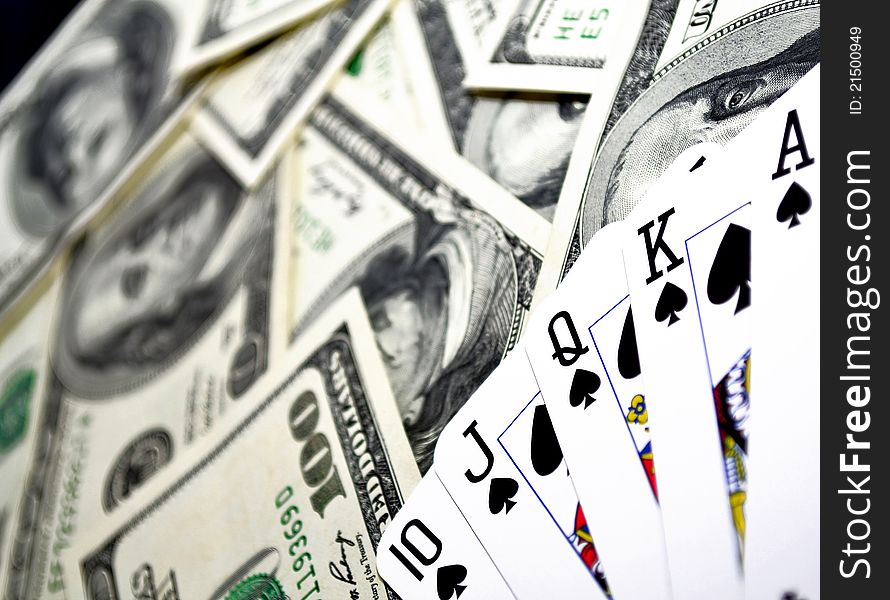 Winning poker combination over the dollar surface. Winning poker combination over the dollar surface