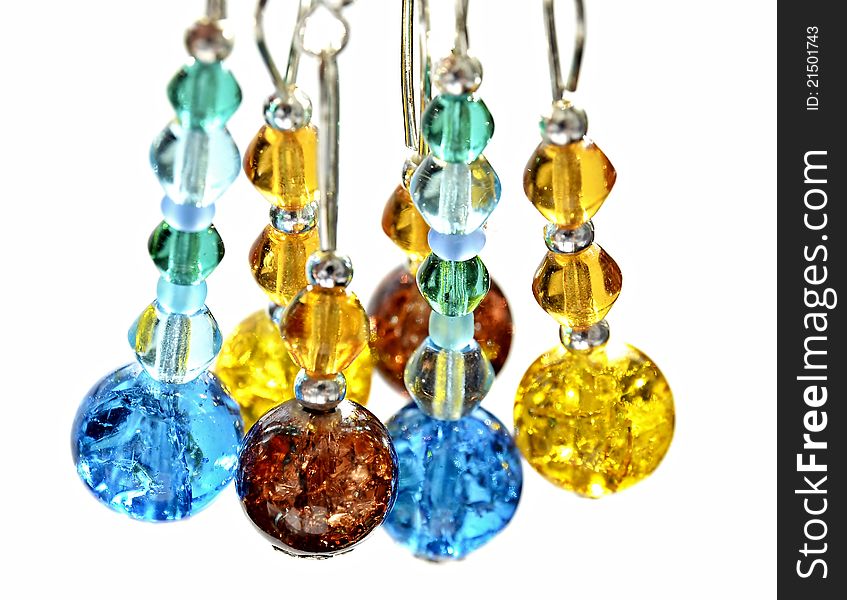 Ear-rings with colorful beads. Ear-rings with colorful beads