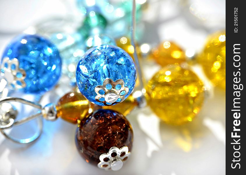 Ear-rings with colorful beads. Ear-rings with colorful beads