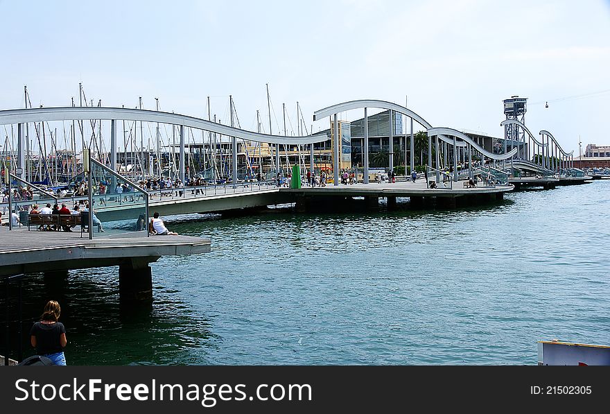 Panoramic Of The Port Of Barcelona.