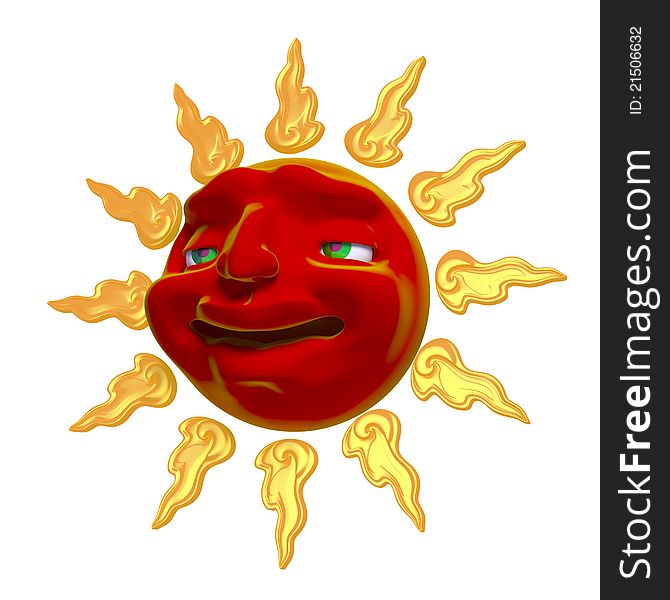 Smiling sun illustration 3d isolated on a white background. Smiling sun illustration 3d isolated on a white background