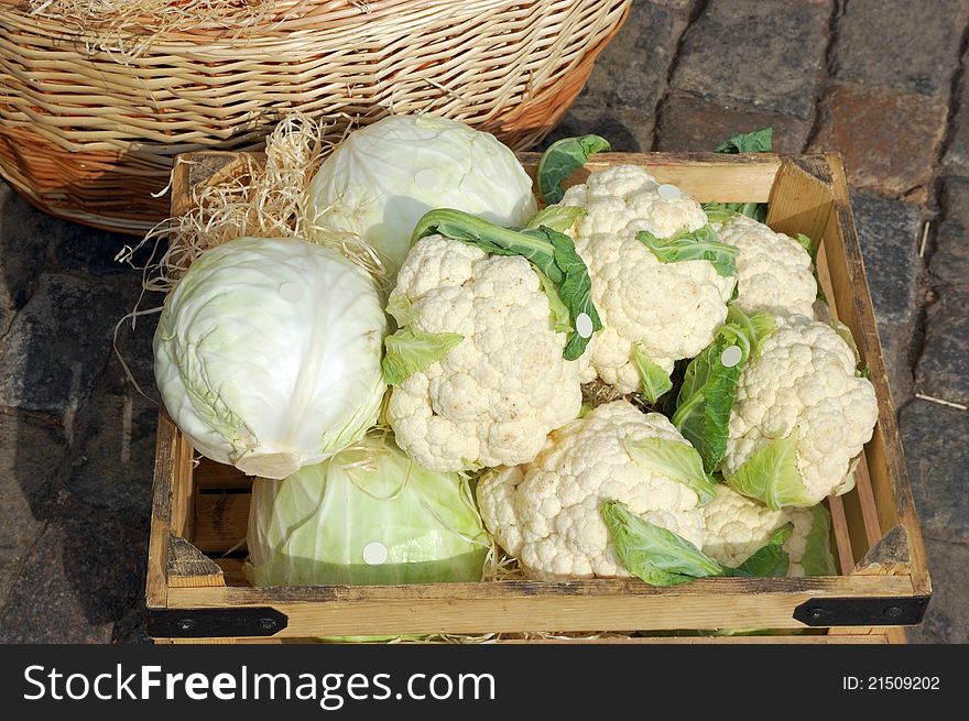 Two Kinds Of Cabbage In A Box