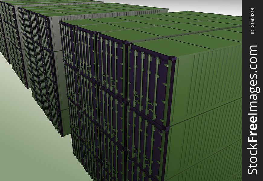 Closed cargo containers. 3d render.