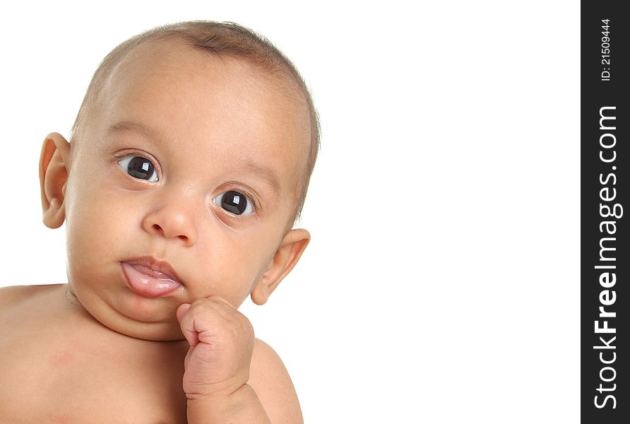 Three month old baby boy of Caucasian and Indian descent.