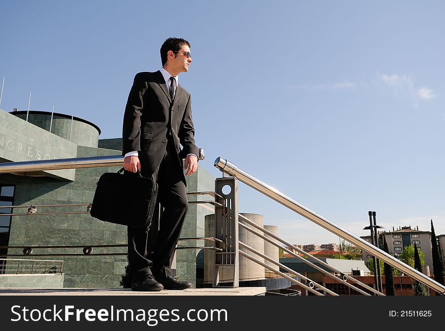 Businessman holding a briefcase