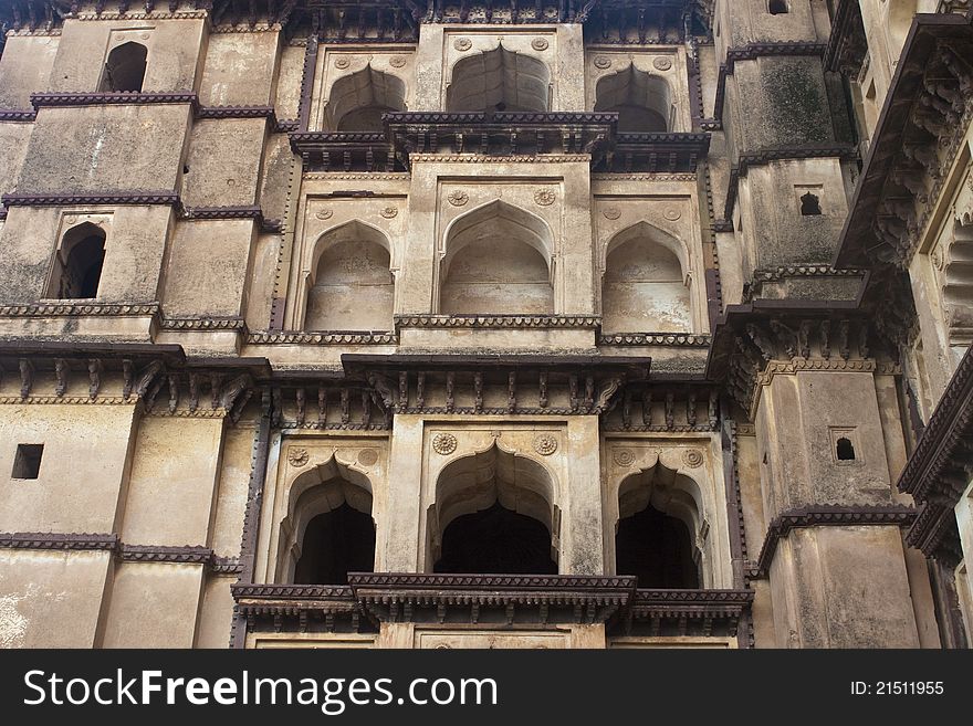 Exterior of palace in Orchha, India