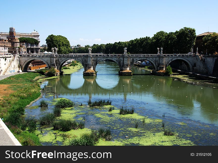 View Of Famous Sant  Angelo Bridge.