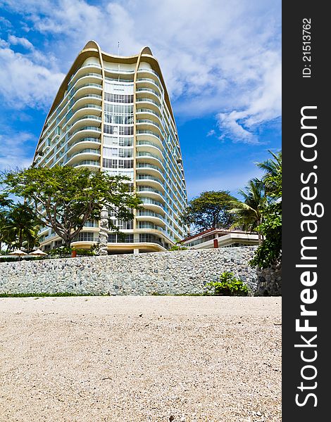 Modern hotel beside the beach.