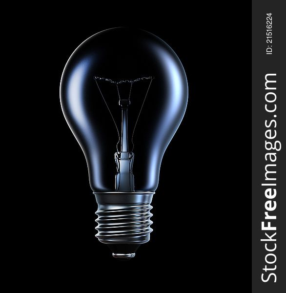 Incandescent lamp on black background, 3d image with a clipping path