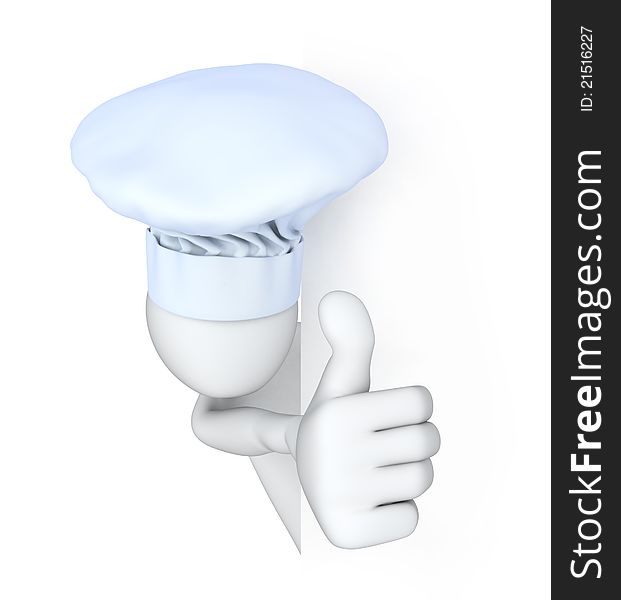 Cook, thumbs up! 3d image with a clipping path
