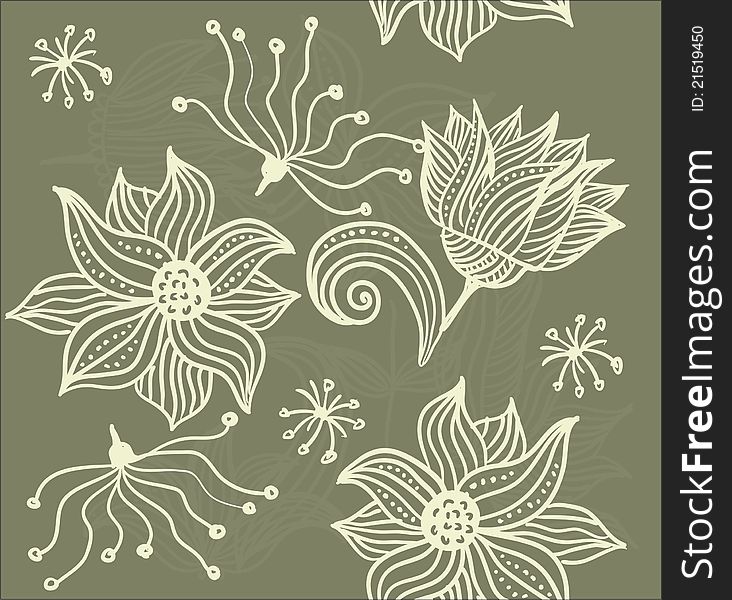 Seamless Texture With Flowers In Vector