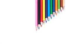 Colored Pencils In A Bunch Of Closeup Stock Image