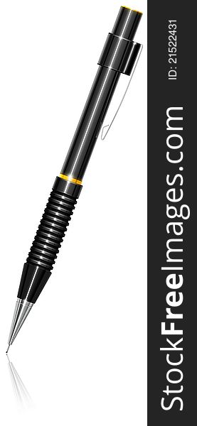 Illustration of black propelling pencil with reflection