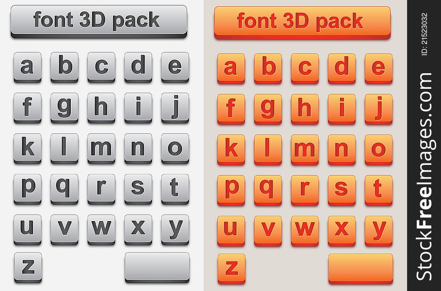 Two color variation , 3d alphabet font. Two color variation , 3d alphabet font.