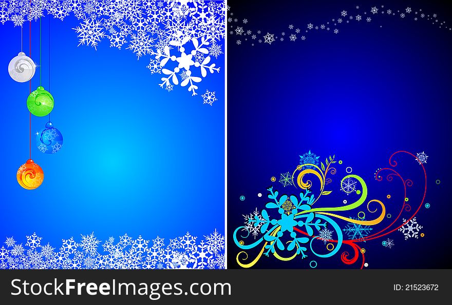 Two Christmas background with blue and dark blue color