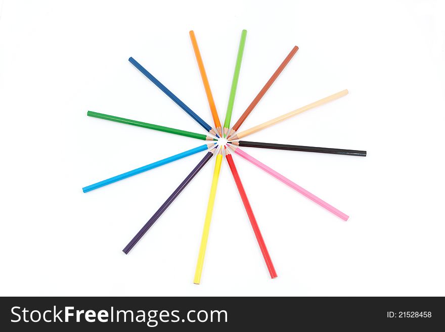 Set of colored pencils in the shape of a star.