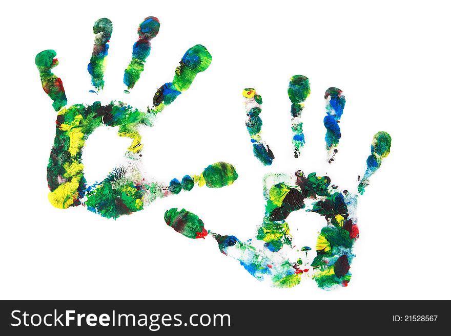 Close up of colored hand print