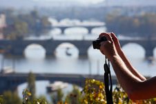 Taking Picture Of The Charles Bridge In Prague Royalty Free Stock Images Taking Picture Of The Charles Bridge In Prague Royalty Free Stock Images