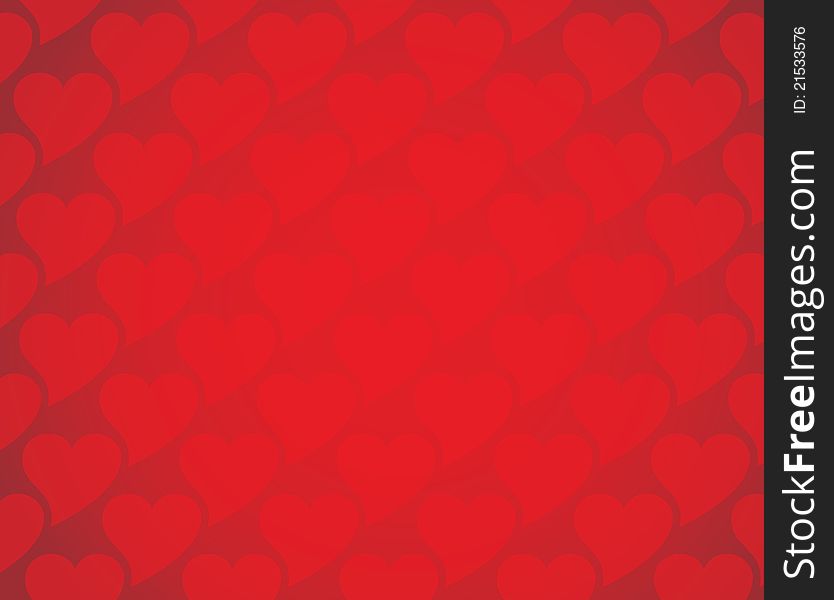 Lots of scattered red hearts on a red background. Lots of scattered red hearts on a red background