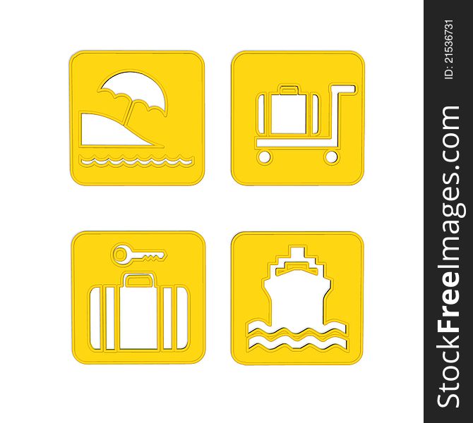 Transport and Travel icons on the white background