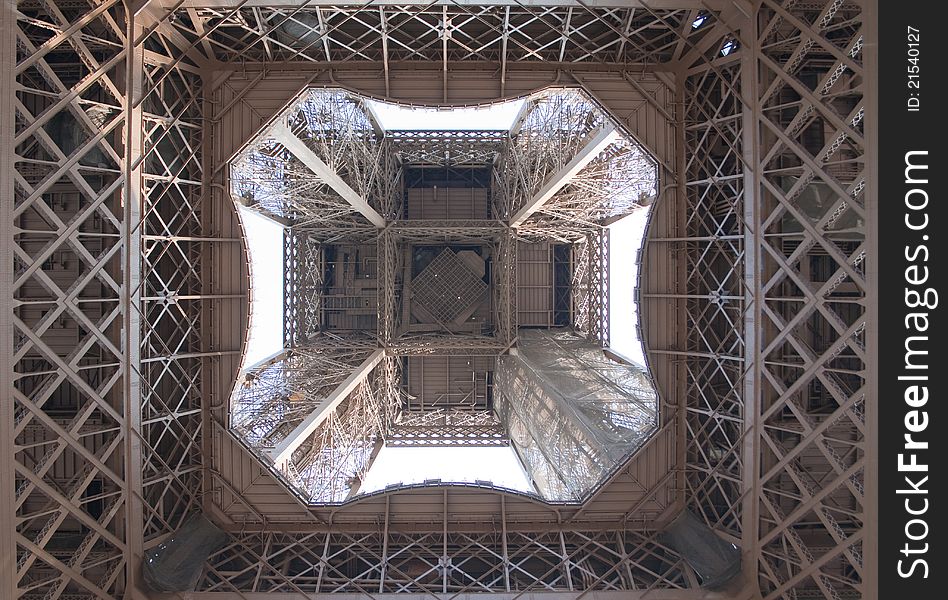 A fragment of the Eiffel Tower in Paris. A fragment of the Eiffel Tower in Paris