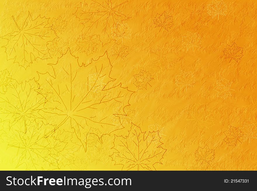 Autumn maple leaves on yellow-orange background. Autumn maple leaves on yellow-orange background