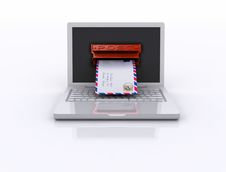 Cyber Mail Laptop - 3D Illustration Isolated Stock Photo