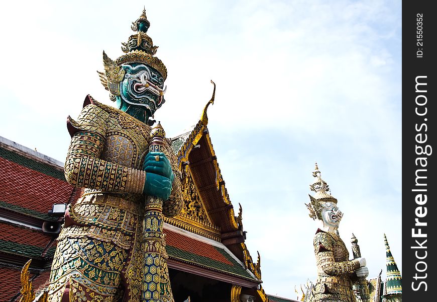 Statue two gaurd giant at Wat Phra Kaew , Bangkok