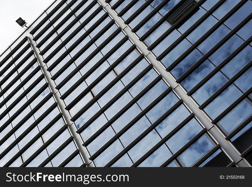 Clouds reflected in glass windows