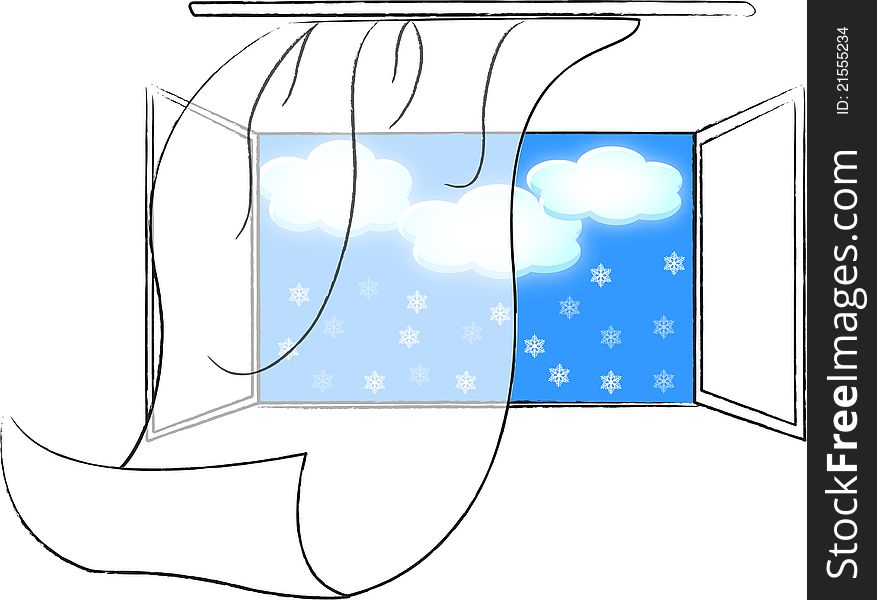 View from the window - nature, sky vector illustration picture. View from the window - nature, sky vector illustration picture