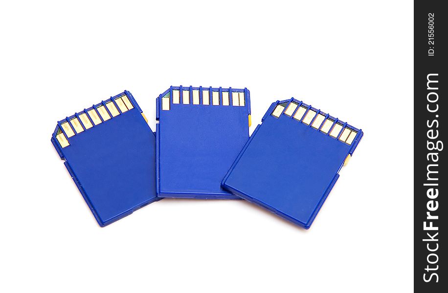 Memory cards on white background