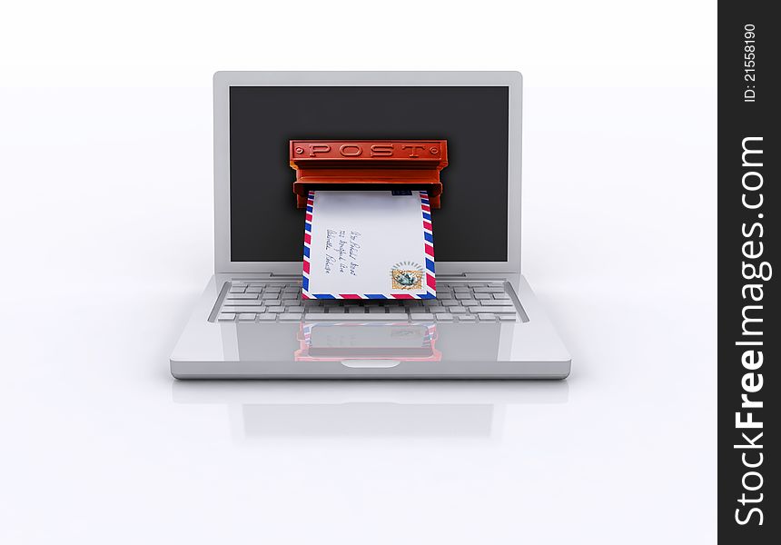 Cyber Mail Laptop - 3D illustration isolated