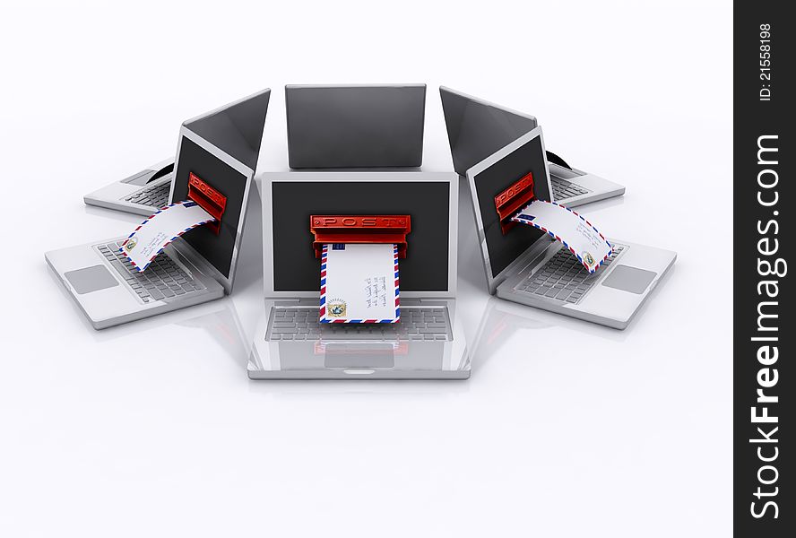 Cyber Mail Laptops - 3D render by me. Cyber Mail Laptops - 3D render by me