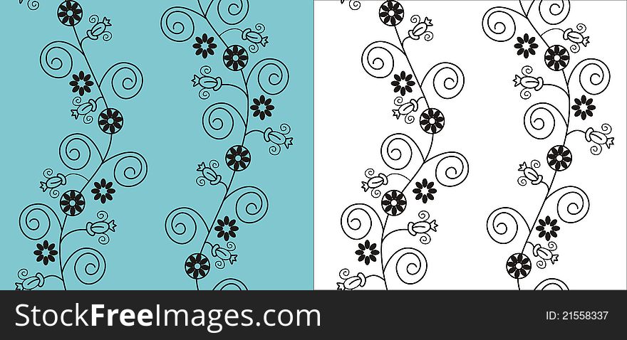Vector floral pattern. Perfectly tile-able both horizontally and vertically; scalable and   illustration;