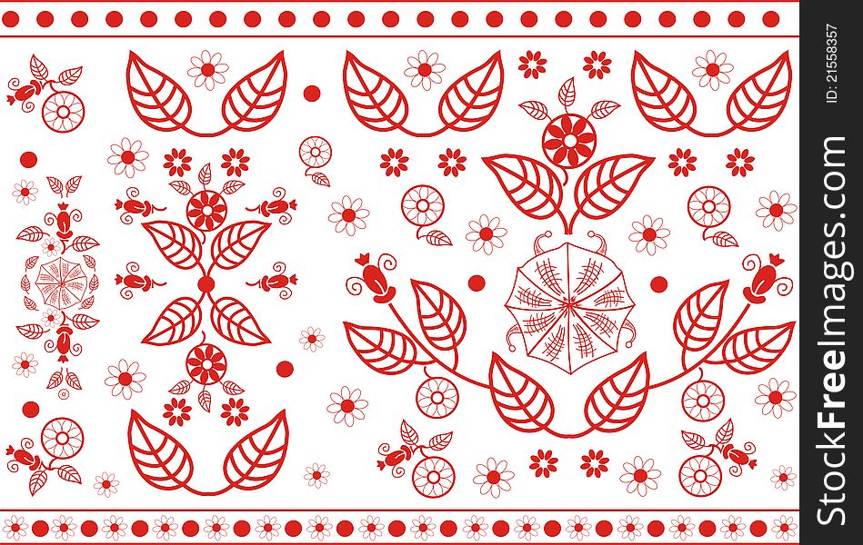 Vector red floral pattern. Perfectly tile-able both horizontally, scalable and illustration.