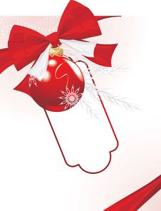 Christmas Ball With Bow And Tinsel. Festive Card Stock Image Christmas Ball With Bow And Tinsel. Festive Card Stock Image