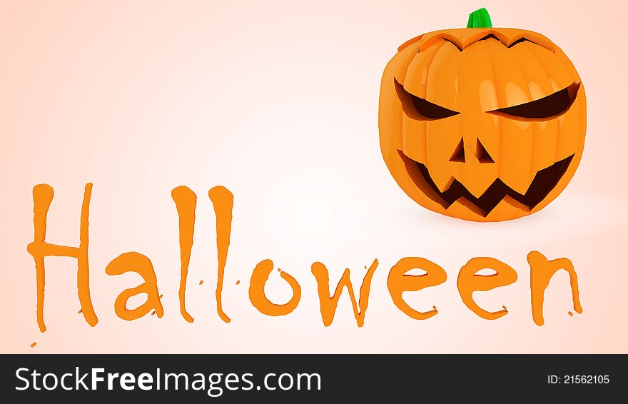 Halloween pumpkin on orange background