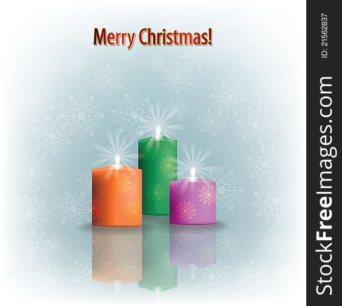 Abstract greeting with Christmas candles on grey