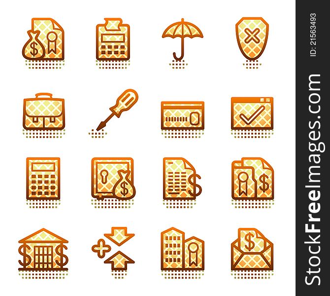 Banking web icons.  Brown series.