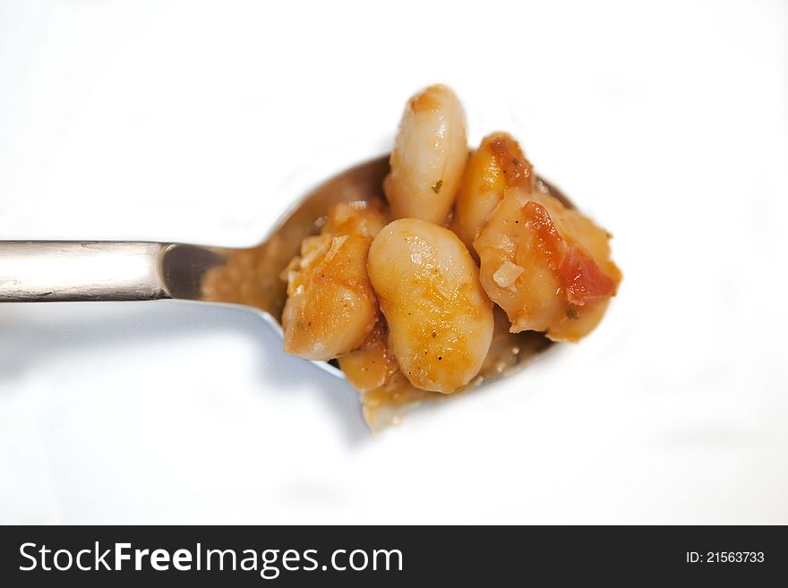 Beans on a spoon